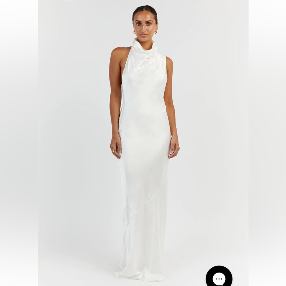 NEW! DISSH Aisle White Satin Backless Midi Dress